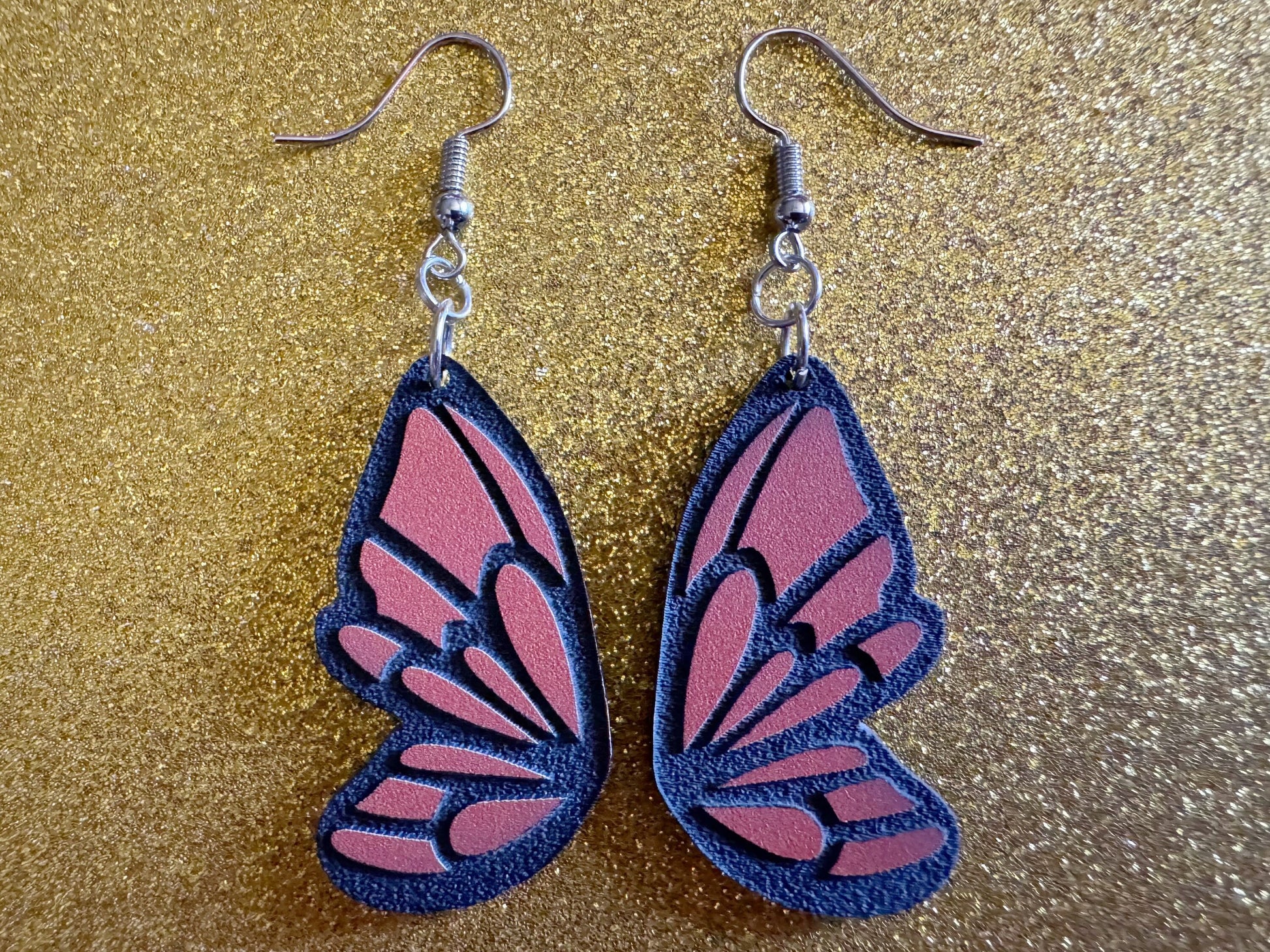 Butterfly Wing Earrings: Laser Cut Acrylic Butterflies, Summer, Monarch, Insects, Bugs, Orange Wings, Best Gifts for Her/Him/Them