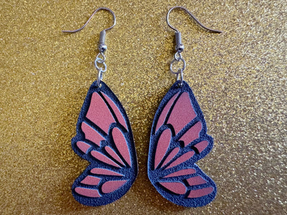 Butterfly Wing Earrings: Laser Cut Acrylic Butterflies, Summer, Monarch, Insects, Bugs, Orange Wings, Best Gifts for Her/Him/Them