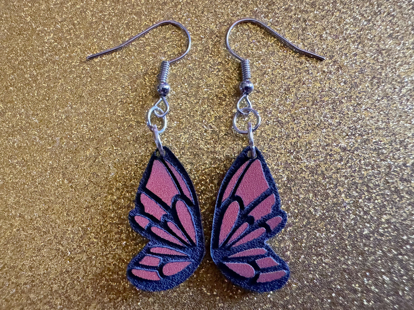 Butterfly Wing Earrings: Laser Cut Acrylic Butterflies, Summer, Monarch, Insects, Bugs, Orange Wings, Best Gifts for Her/Him/Them