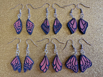 Butterfly Wing Earrings: Laser Cut Acrylic Butterflies, Summer, Monarch, Insects, Bugs, Orange Wings, Best Gifts for Her/Him/Them