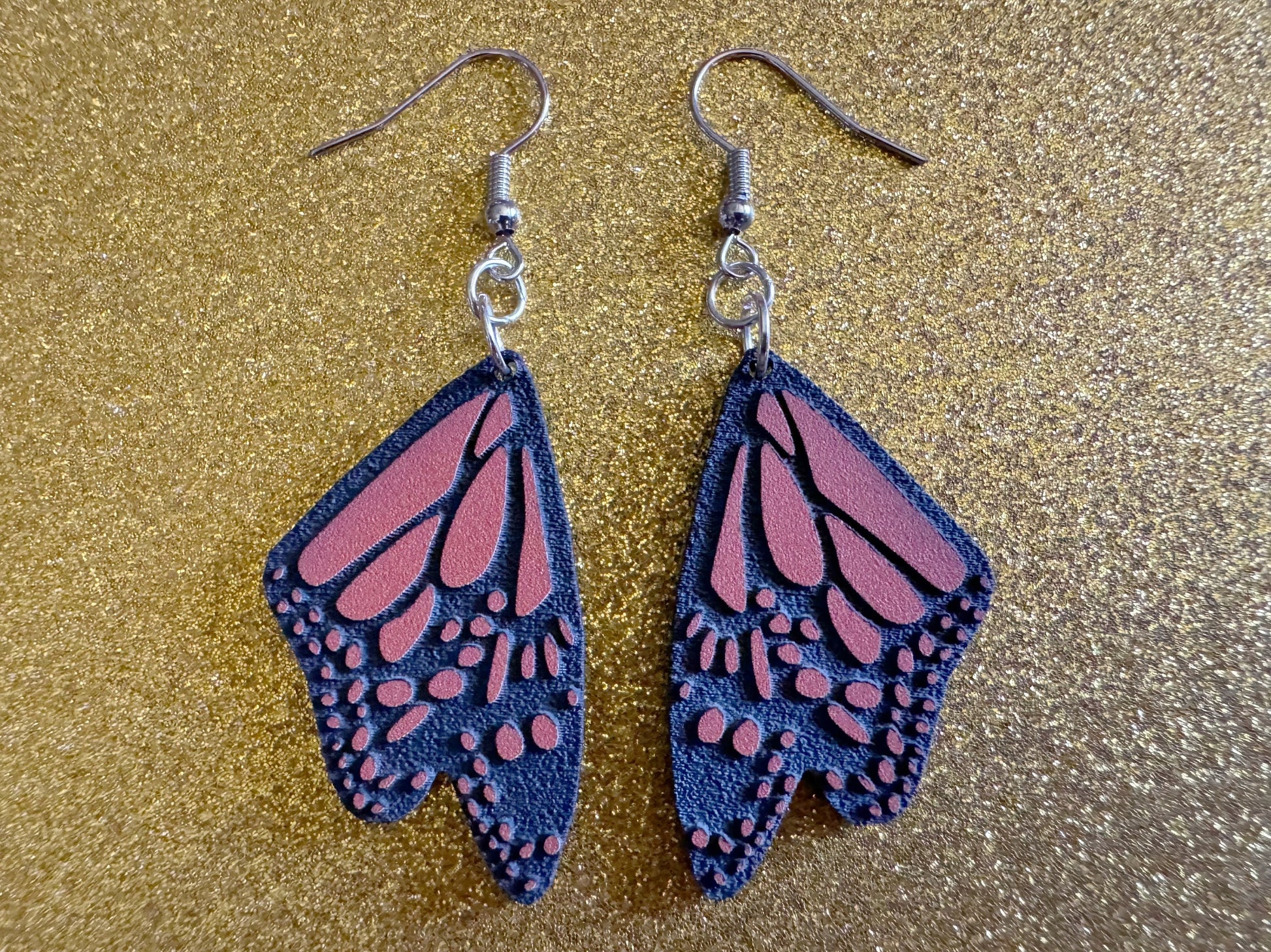 Butterfly Wing Earrings: Laser Cut Acrylic Butterflies, Summer, Monarch, Insects, Bugs, Orange Wings, Best Gifts for Her/Him/Them
