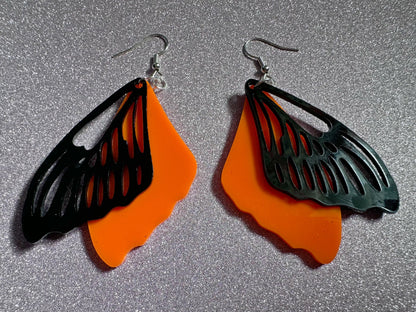 Butterfly Wing Earrings: Laser Cut Acrylic Butterflies, Summer, Monarch, Insects, Bugs, Orange Wings, Best Gifts for Her/Him/Them