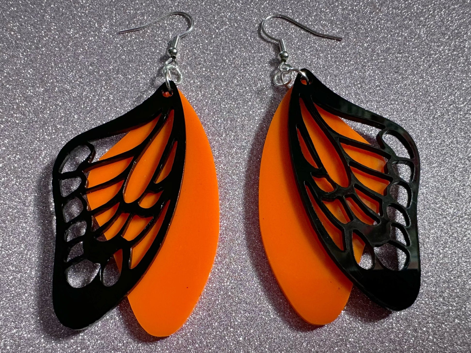 Butterfly Wing Earrings: Laser Cut Acrylic Butterflies, Summer, Monarch, Insects, Bugs, Orange Wings, Best Gifts for Her/Him/Them