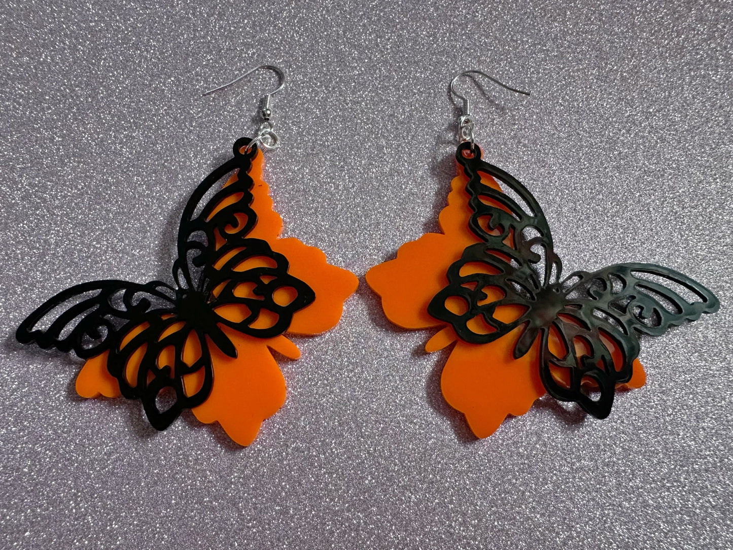 Butterfly Wing Earrings: Laser Cut Acrylic Butterflies, Summer, Monarch, Insects, Bugs, Orange Wings, Best Gifts for Her/Him/Them