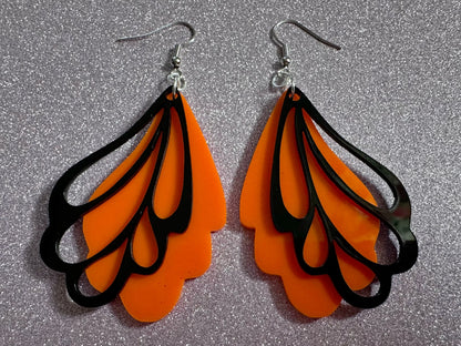 Butterfly Wing Earrings: Laser Cut Acrylic Butterflies, Summer, Monarch, Insects, Bugs, Orange Wings, Best Gifts for Her/Him/Them