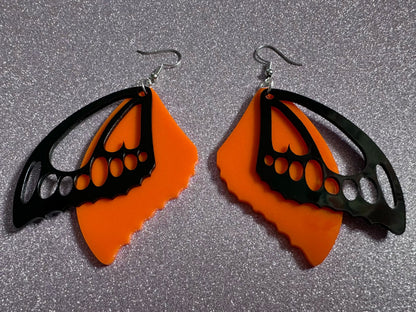 Butterfly Wing Earrings: Laser Cut Acrylic Butterflies, Summer, Monarch, Insects, Bugs, Orange Wings, Best Gifts for Her/Him/Them