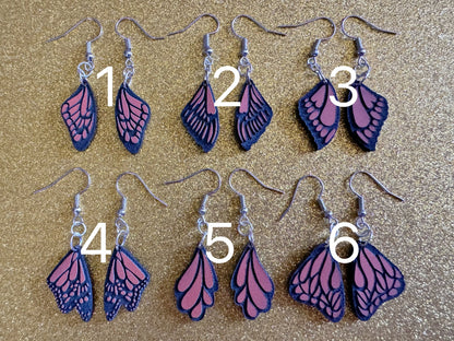 Butterfly Wing Earrings: Laser Cut Acrylic Butterflies, Summer, Monarch, Insects, Bugs, Orange Wings, Best Gifts for Her/Him/Them