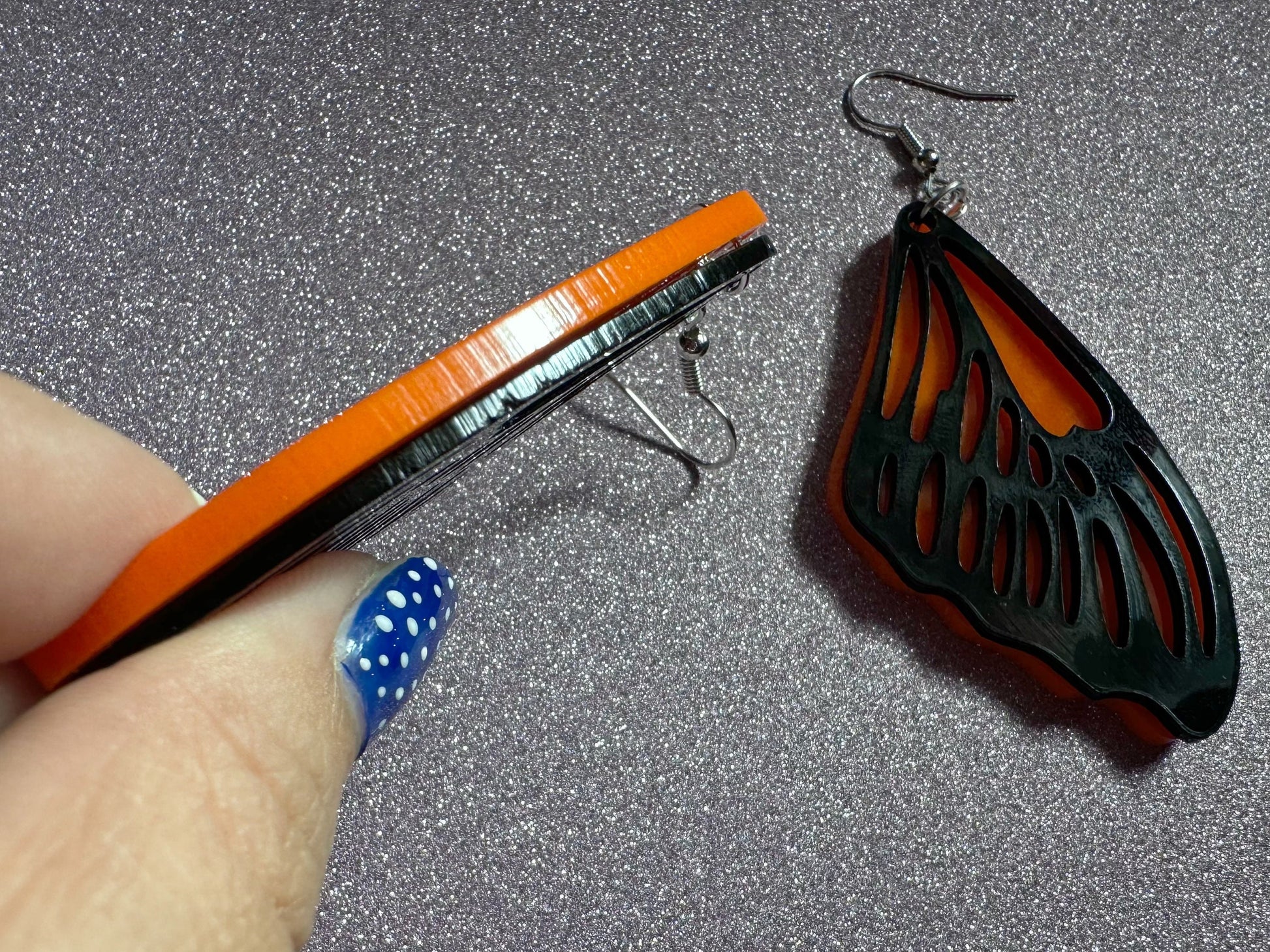 Butterfly Wing Earrings: Laser Cut Acrylic Butterflies, Summer, Monarch, Insects, Bugs, Orange Wings, Best Gifts for Her/Him/Them