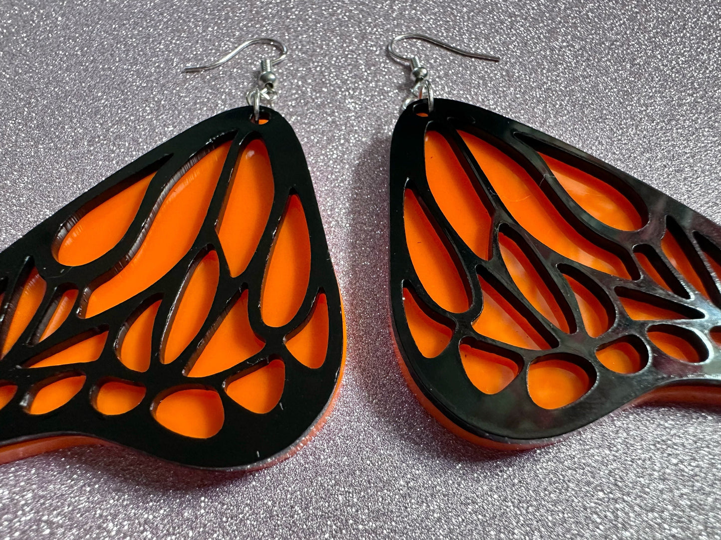 Butterfly Wing Earrings: Laser Cut Acrylic Butterflies, Summer, Monarch, Insects, Bugs, Orange Wings, Best Gifts for Her/Him/Them