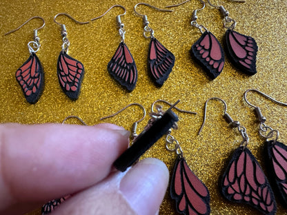 Butterfly Wing Earrings: Laser Cut Acrylic Butterflies, Summer, Monarch, Insects, Bugs, Orange Wings, Best Gifts for Her/Him/Them