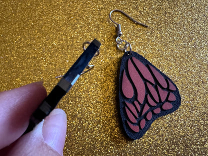 Butterfly Wing Earrings: Laser Cut Acrylic Butterflies, Summer, Monarch, Insects, Bugs, Orange Wings, Best Gifts for Her/Him/Them