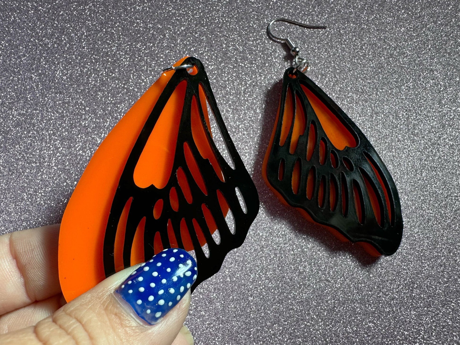 Butterfly Wing Earrings: Laser Cut Acrylic Butterflies, Summer, Monarch, Insects, Bugs, Orange Wings, Best Gifts for Her/Him/Them