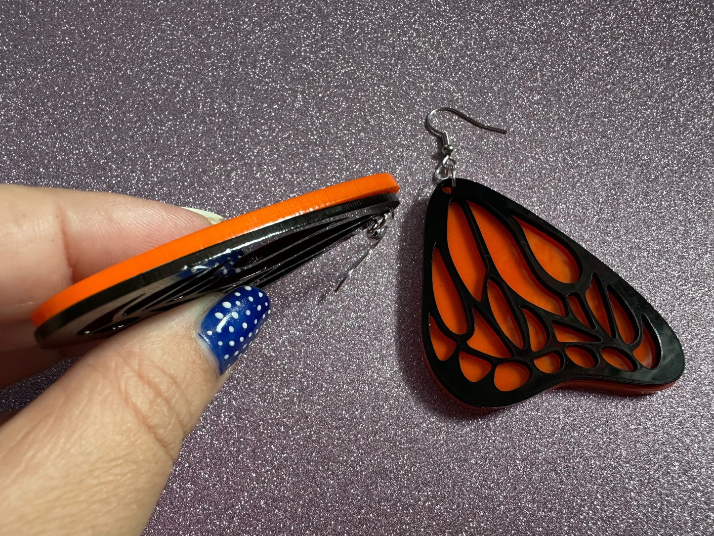 Butterfly Wing Earrings: Laser Cut Acrylic Butterflies, Summer, Monarch, Insects, Bugs, Orange Wings, Best Gifts for Her/Him/Them