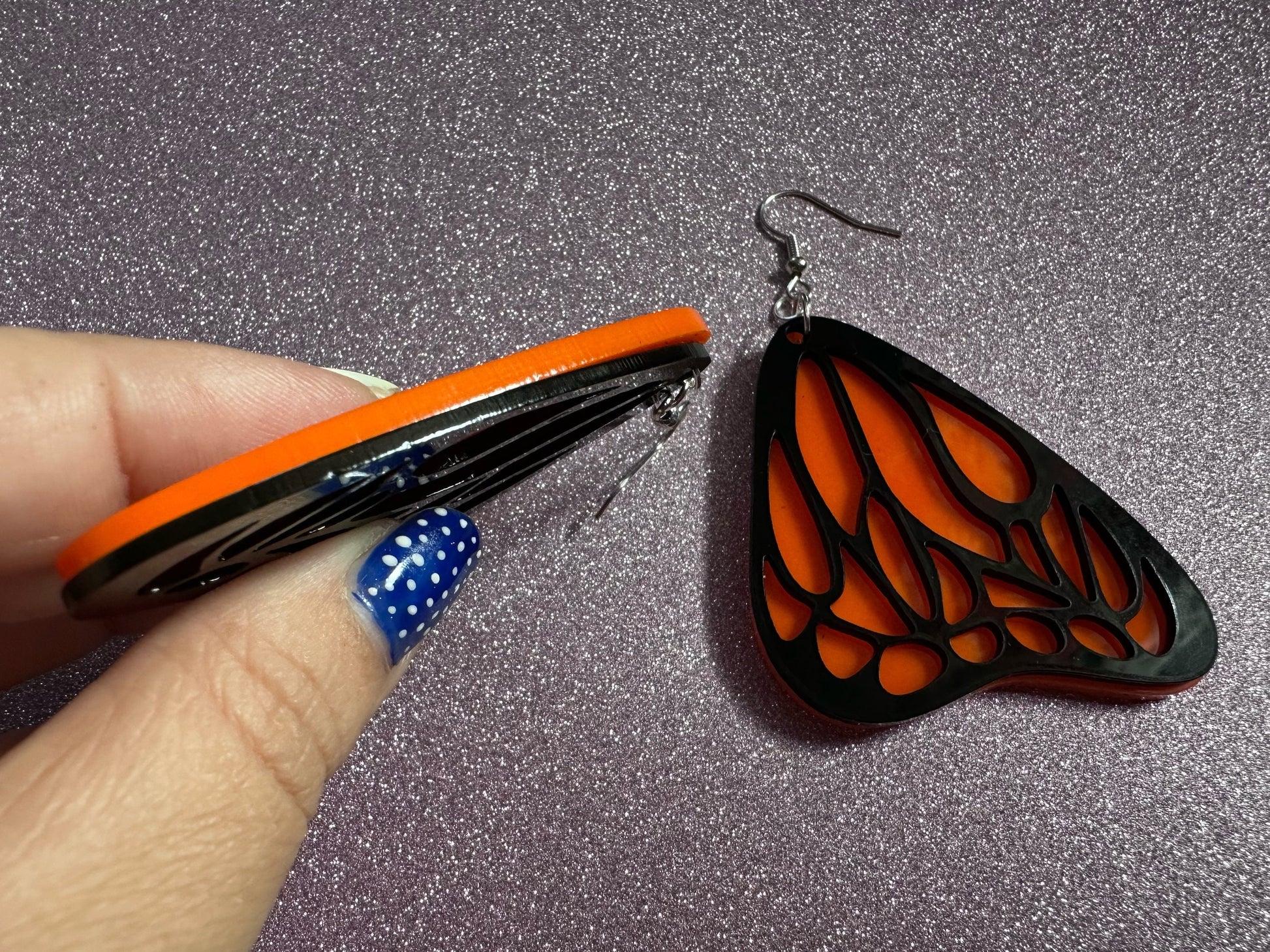 Butterfly Wing Earrings: Laser Cut Acrylic Butterflies, Summer, Monarch, Insects, Bugs, Orange Wings, Best Gifts for Her/Him/Them