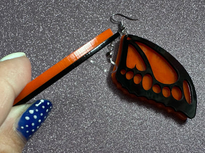 Butterfly Wing Earrings: Laser Cut Acrylic Butterflies, Summer, Monarch, Insects, Bugs, Orange Wings, Best Gifts for Her/Him/Them