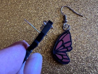Butterfly Wing Earrings: Laser Cut Acrylic Butterflies, Summer, Monarch, Insects, Bugs, Orange Wings, Best Gifts for Her/Him/Them