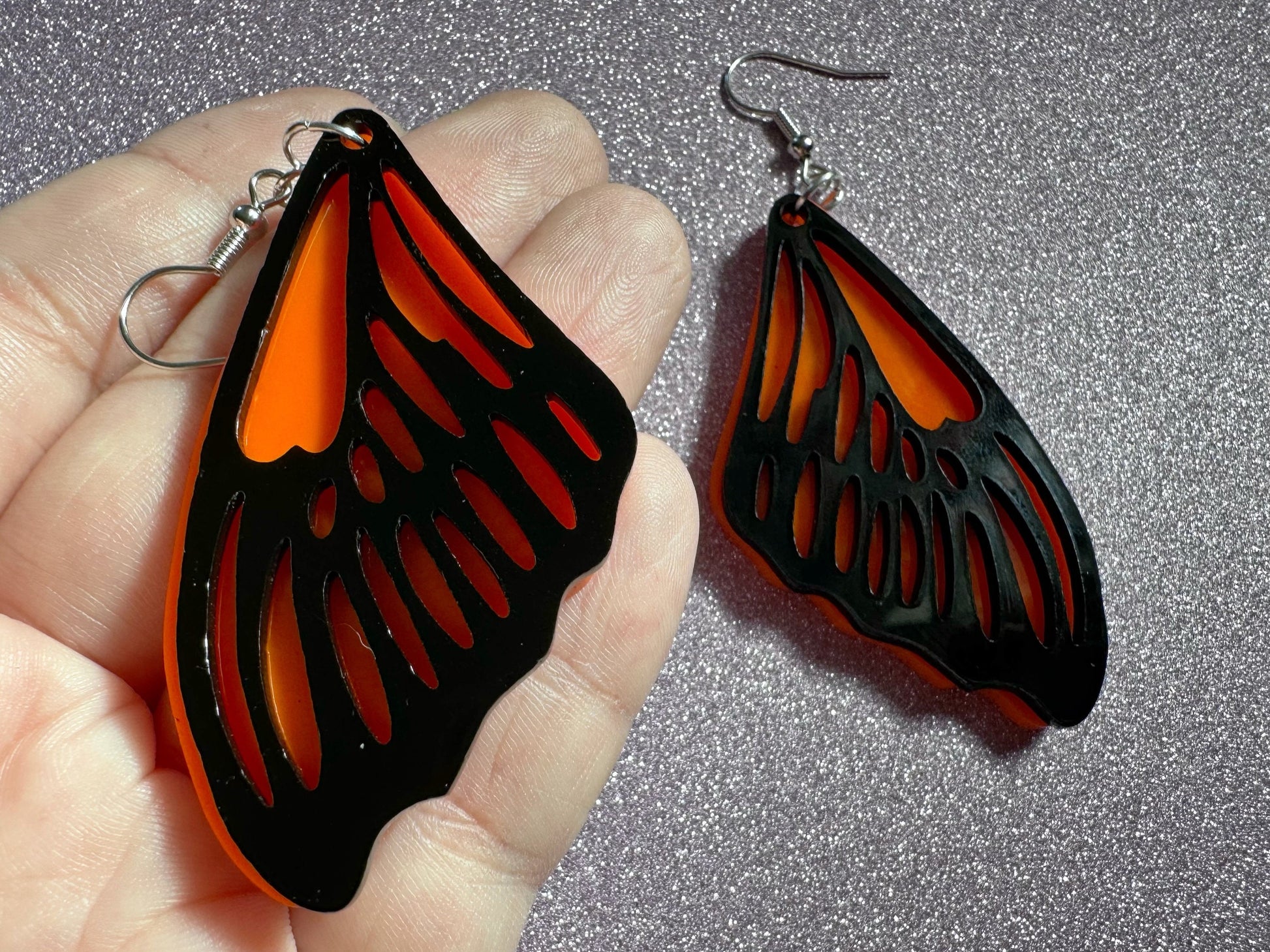 Butterfly Wing Earrings: Laser Cut Acrylic Butterflies, Summer, Monarch, Insects, Bugs, Orange Wings, Best Gifts for Her/Him/Them