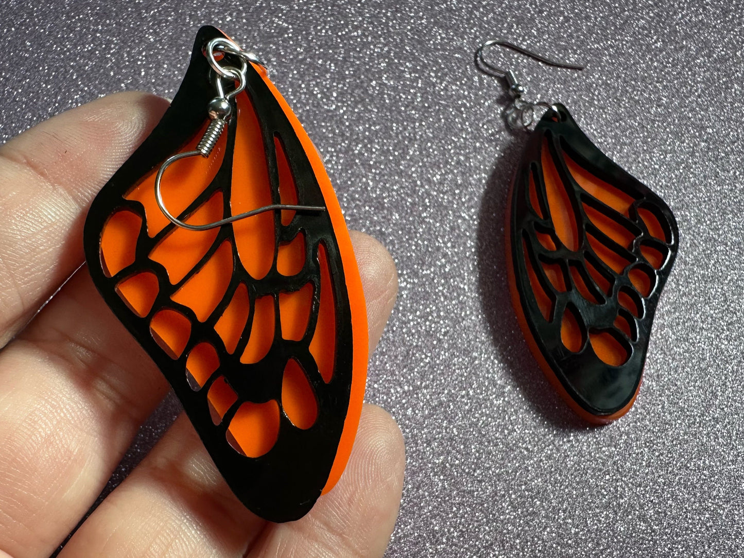 Butterfly Wing Earrings: Laser Cut Acrylic Butterflies, Summer, Monarch, Insects, Bugs, Orange Wings, Best Gifts for Her/Him/Them
