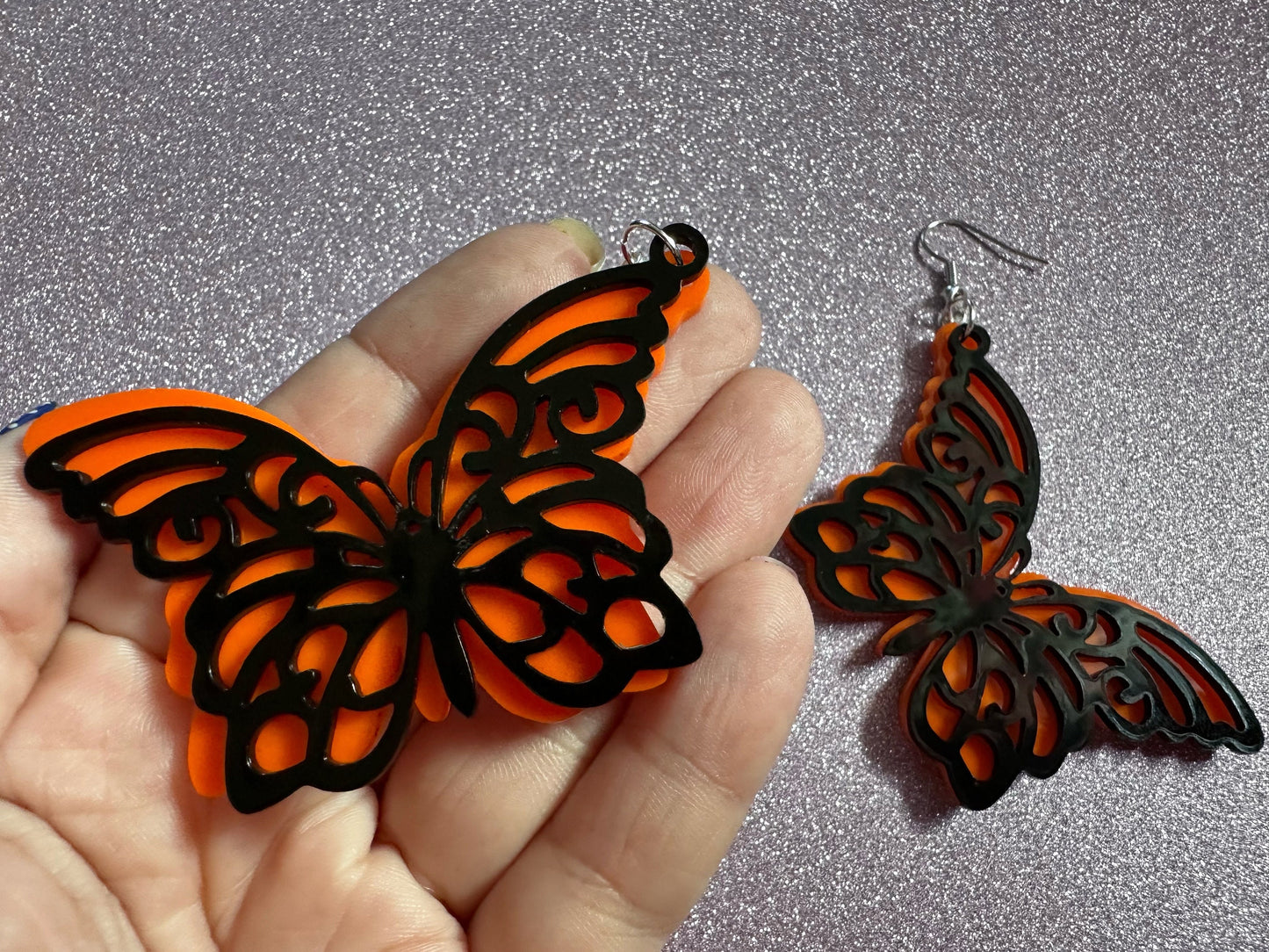 Butterfly Wing Earrings: Laser Cut Acrylic Butterflies, Summer, Monarch, Insects, Bugs, Orange Wings, Best Gifts for Her/Him/Them