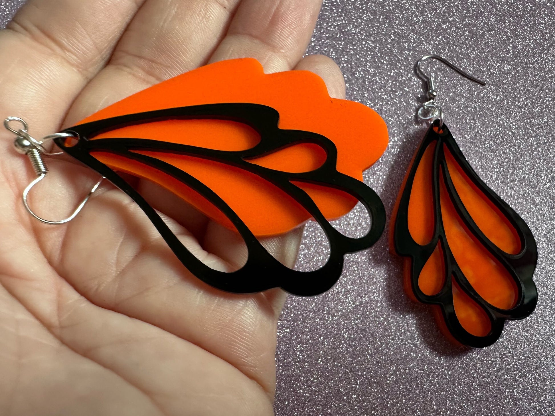 Butterfly Wing Earrings: Laser Cut Acrylic Butterflies, Summer, Monarch, Insects, Bugs, Orange Wings, Best Gifts for Her/Him/Them