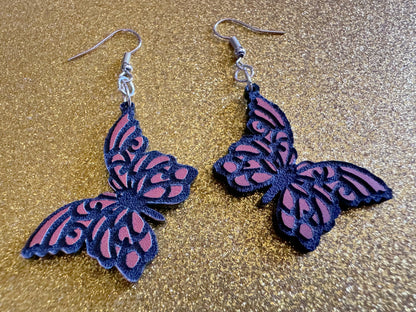 Butterfly Wing Earrings: Laser Cut Acrylic Butterflies, Summer, Monarch, Insects, Bugs, Orange Wings, Best Gifts for Her/Him/Them