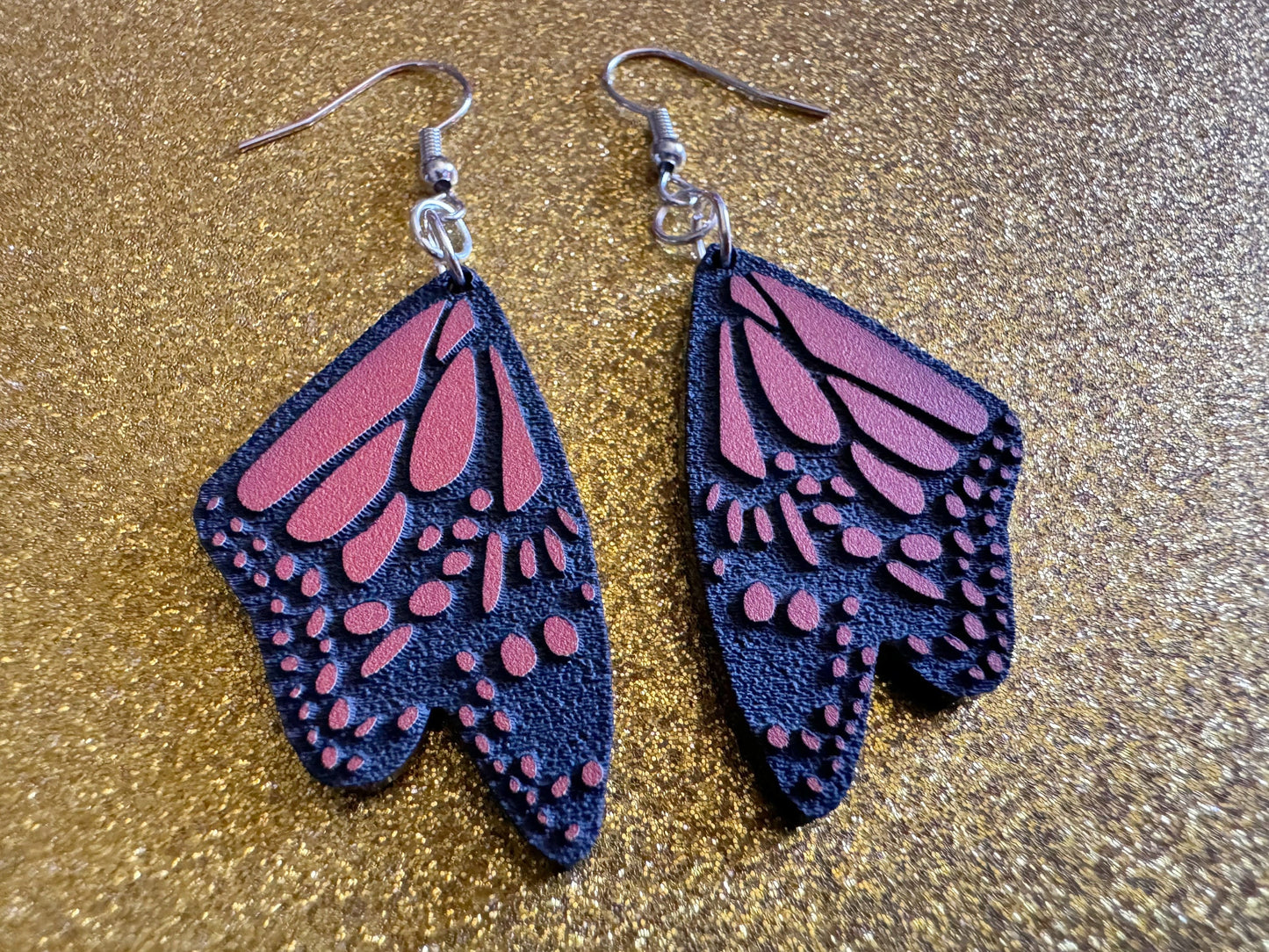 Butterfly Wing Earrings: Laser Cut Acrylic Butterflies, Summer, Monarch, Insects, Bugs, Orange Wings, Best Gifts for Her/Him/Them