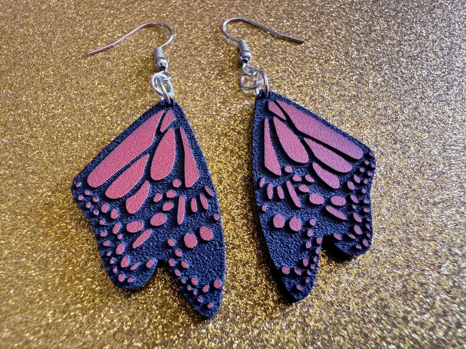 Butterfly Wing Earrings: Laser Cut Acrylic Butterflies, Summer, Monarch, Insects, Bugs, Orange Wings, Best Gifts for Her/Him/Them