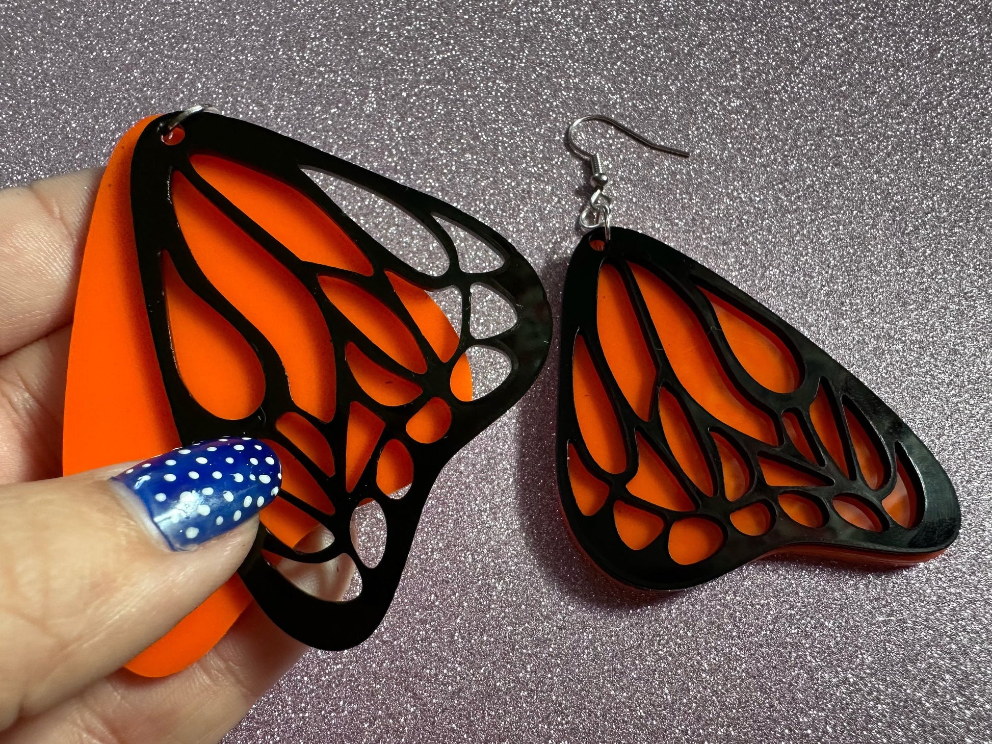 Butterfly Wing Earrings: Laser Cut Acrylic Butterflies, Summer, Monarch, Insects, Bugs, Orange Wings, Best Gifts for Her/Him/Them