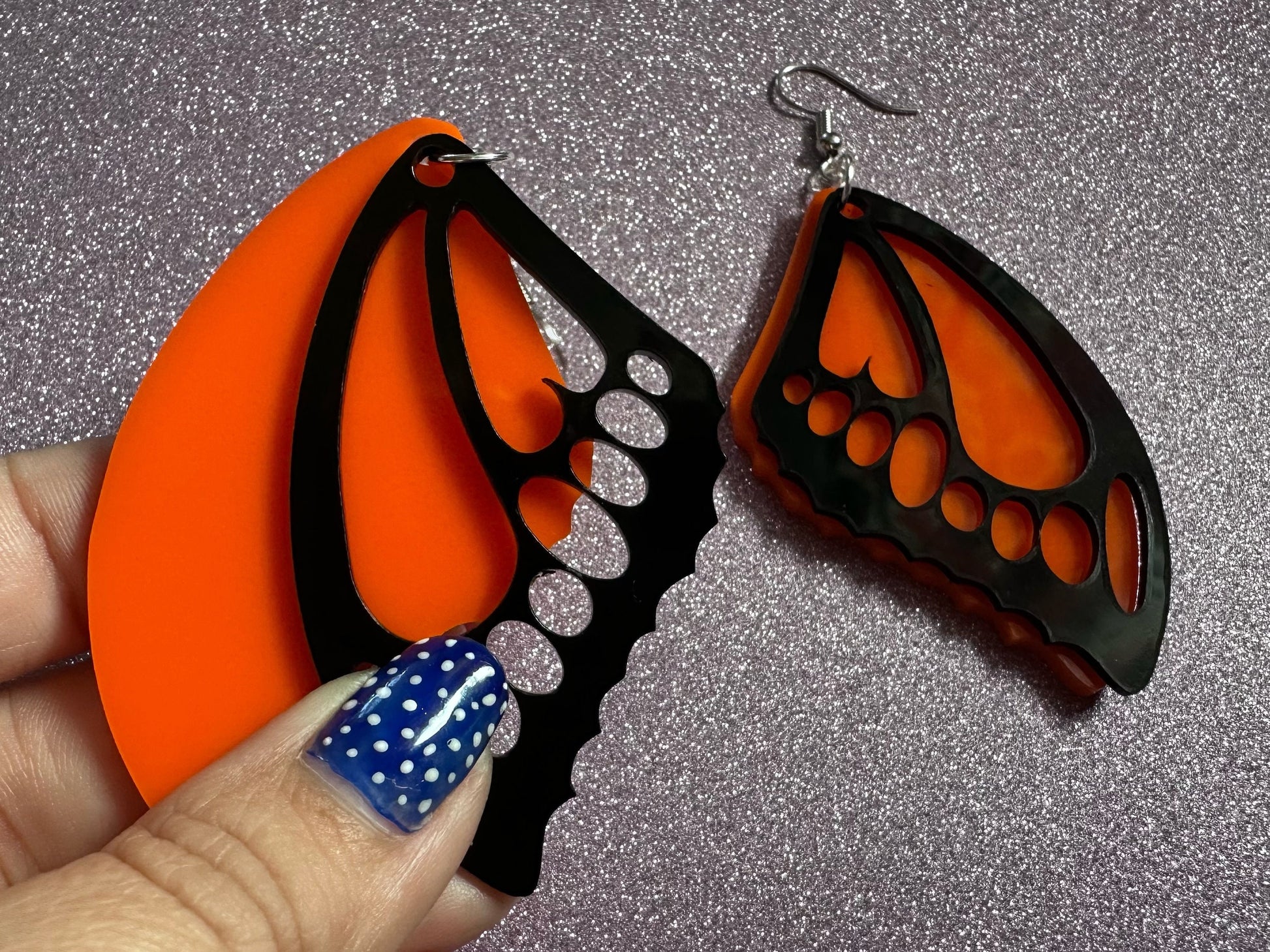 Butterfly Wing Earrings: Laser Cut Acrylic Butterflies, Summer, Monarch, Insects, Bugs, Orange Wings, Best Gifts for Her/Him/Them