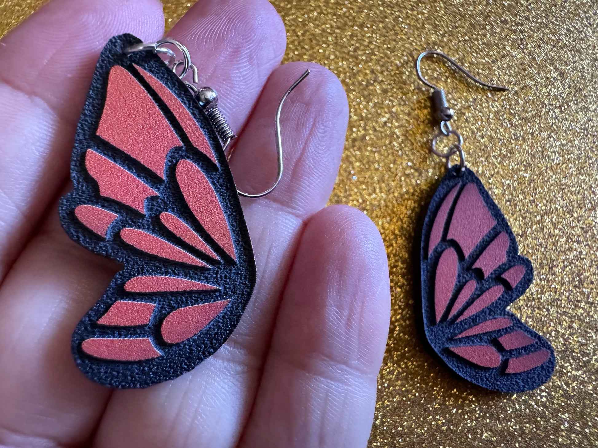 Butterfly Wing Earrings: Laser Cut Acrylic Butterflies, Summer, Monarch, Insects, Bugs, Orange Wings, Best Gifts for Her/Him/Them