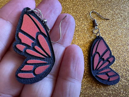 Butterfly Wing Earrings: Laser Cut Acrylic Butterflies, Summer, Monarch, Insects, Bugs, Orange Wings, Best Gifts for Her/Him/Them