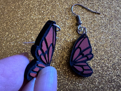 Butterfly Wing Earrings: Laser Cut Acrylic Butterflies, Summer, Monarch, Insects, Bugs, Orange Wings, Best Gifts for Her/Him/Them