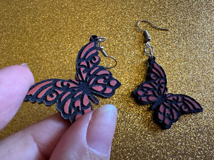 Butterfly Wing Earrings: Laser Cut Acrylic Butterflies, Summer, Monarch, Insects, Bugs, Orange Wings, Best Gifts for Her/Him/Them