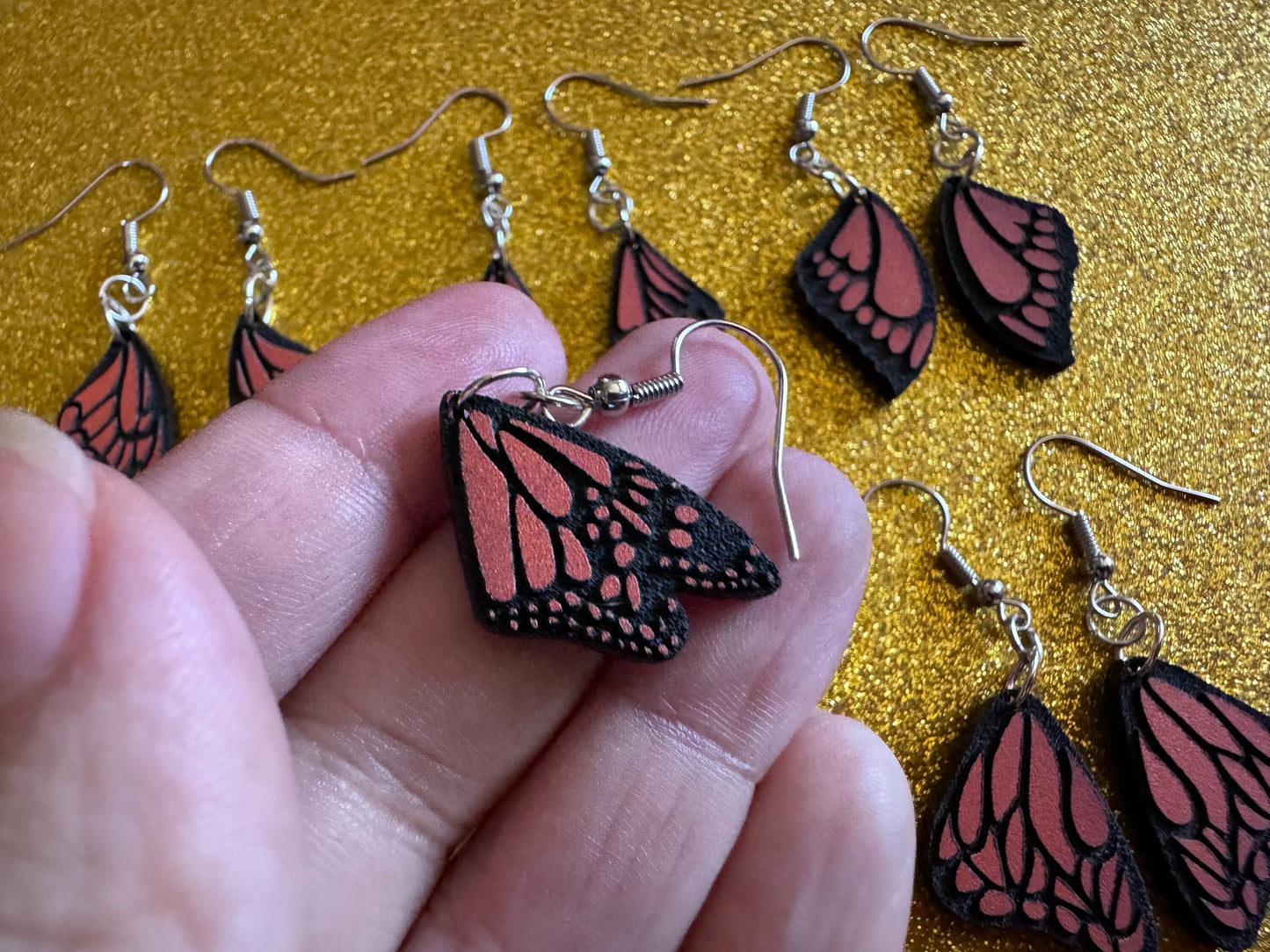 Butterfly Wing Earrings: Laser Cut Acrylic Butterflies, Summer, Monarch, Insects, Bugs, Orange Wings, Best Gifts for Her/Him/Them