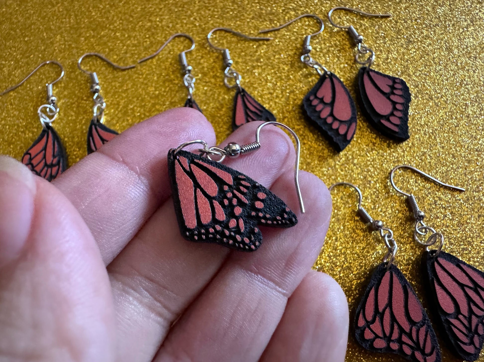 Butterfly Wing Earrings: Laser Cut Acrylic Butterflies, Summer, Monarch, Insects, Bugs, Orange Wings, Best Gifts for Her/Him/Them