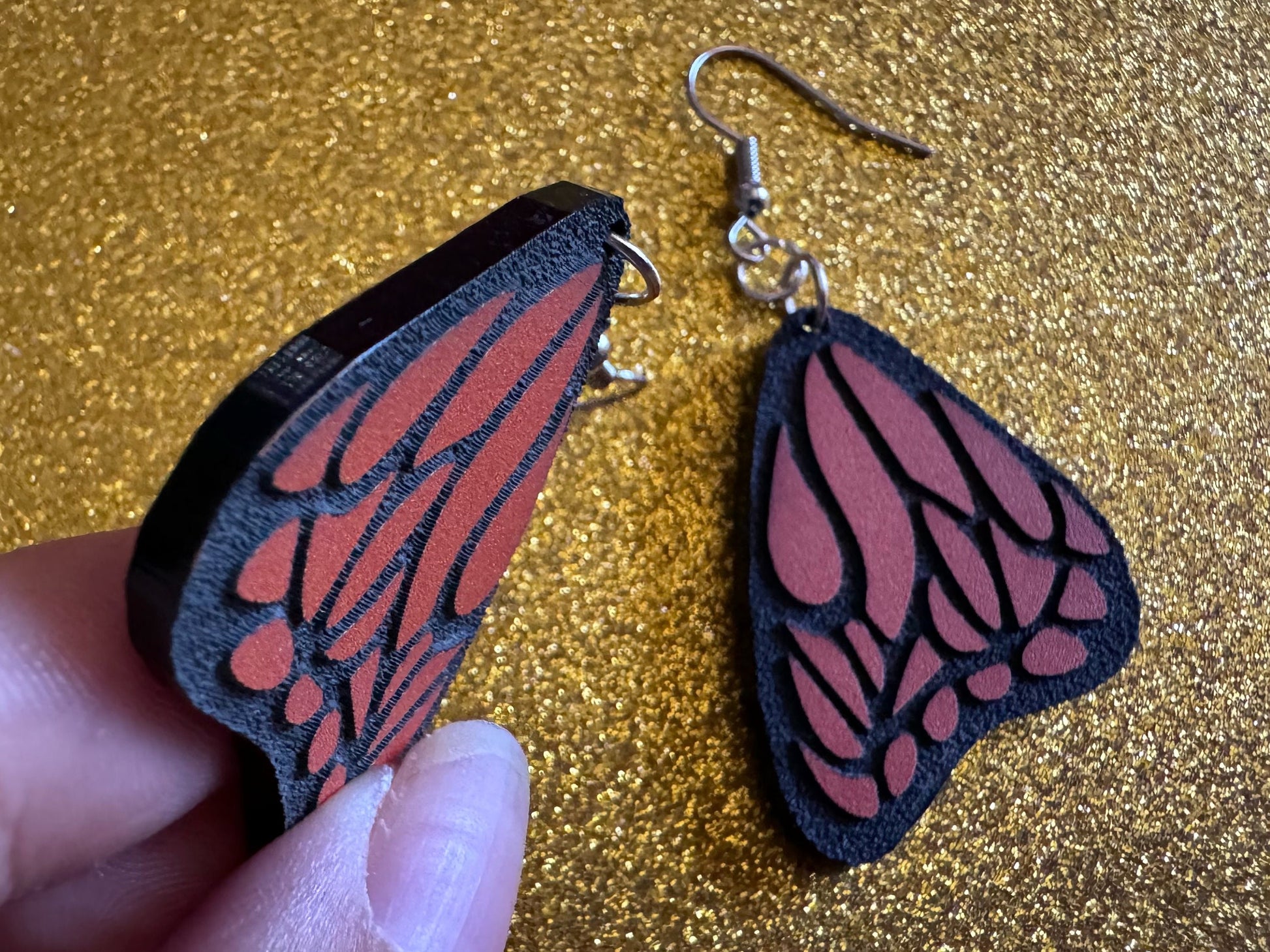 Butterfly Wing Earrings: Laser Cut Acrylic Butterflies, Summer, Monarch, Insects, Bugs, Orange Wings, Best Gifts for Her/Him/Them