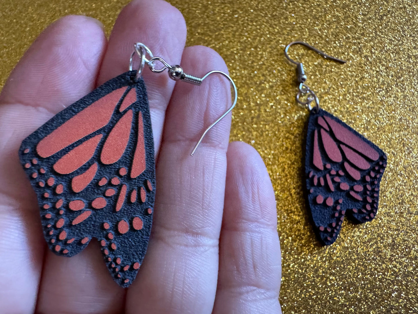 Butterfly Wing Earrings: Laser Cut Acrylic Butterflies, Summer, Monarch, Insects, Bugs, Orange Wings, Best Gifts for Her/Him/Them