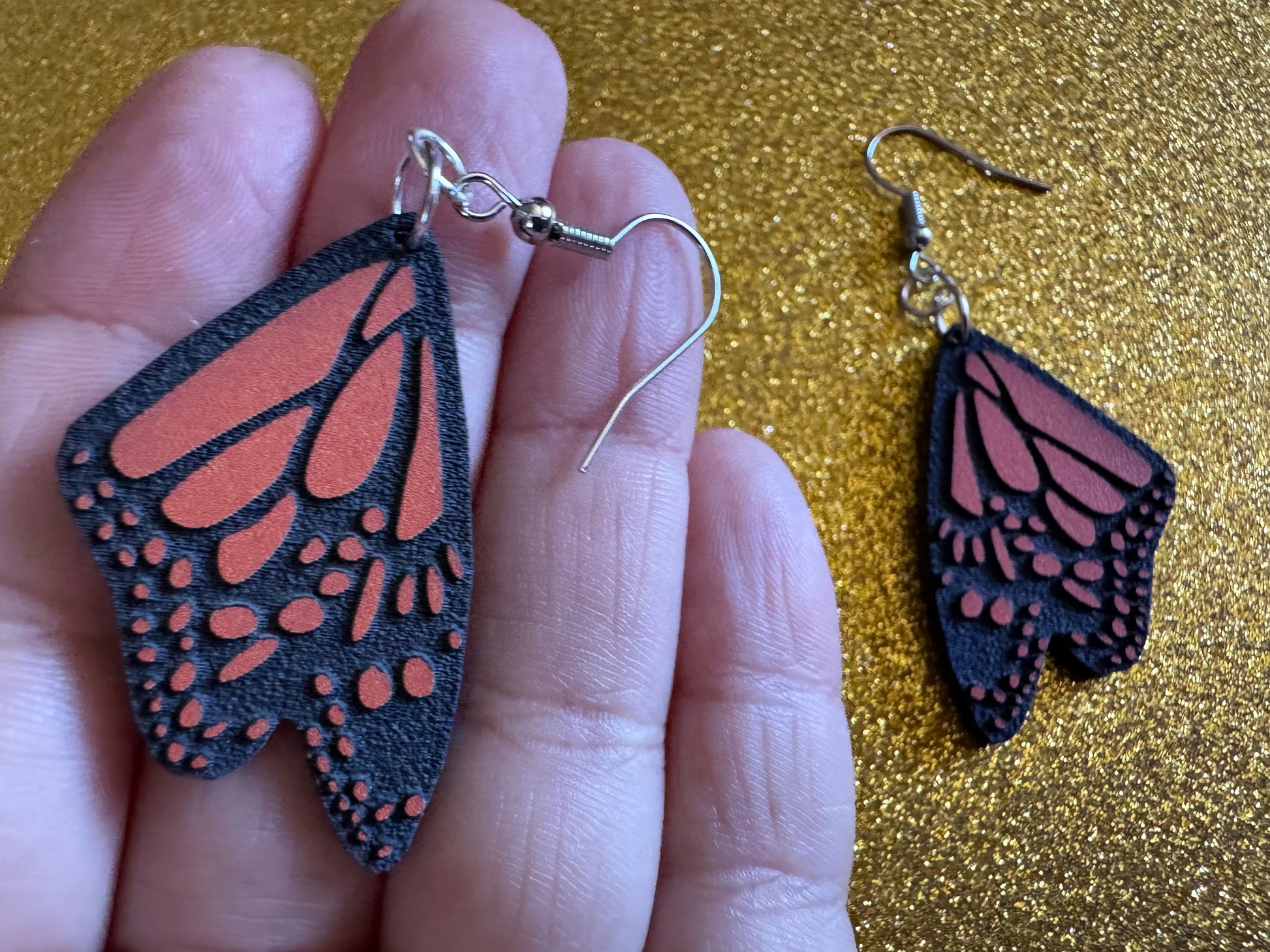 Butterfly Wing Earrings: Laser Cut Acrylic Butterflies, Summer, Monarch, Insects, Bugs, Orange Wings, Best Gifts for Her/Him/Them
