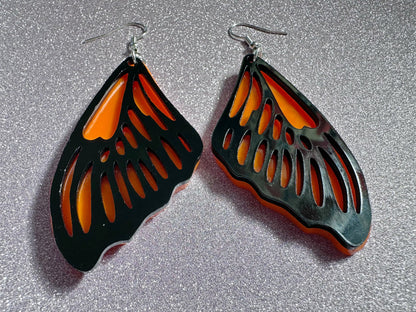 Butterfly Wing Earrings: Laser Cut Acrylic Butterflies, Summer, Monarch, Insects, Bugs, Orange Wings, Best Gifts for Her/Him/Them