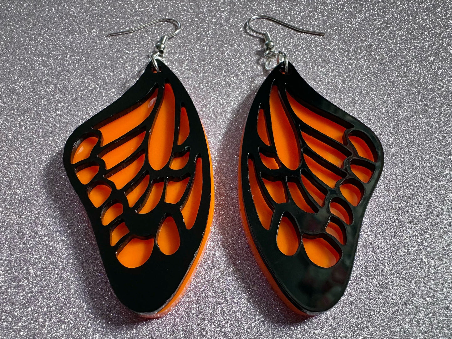 Butterfly Wing Earrings: Laser Cut Acrylic Butterflies, Summer, Monarch, Insects, Bugs, Orange Wings, Best Gifts for Her/Him/Them
