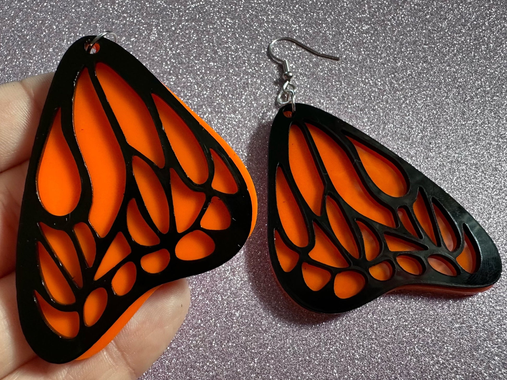 Butterfly Wing Earrings: Laser Cut Acrylic Butterflies, Summer, Monarch, Insects, Bugs, Orange Wings, Best Gifts for Her/Him/Them