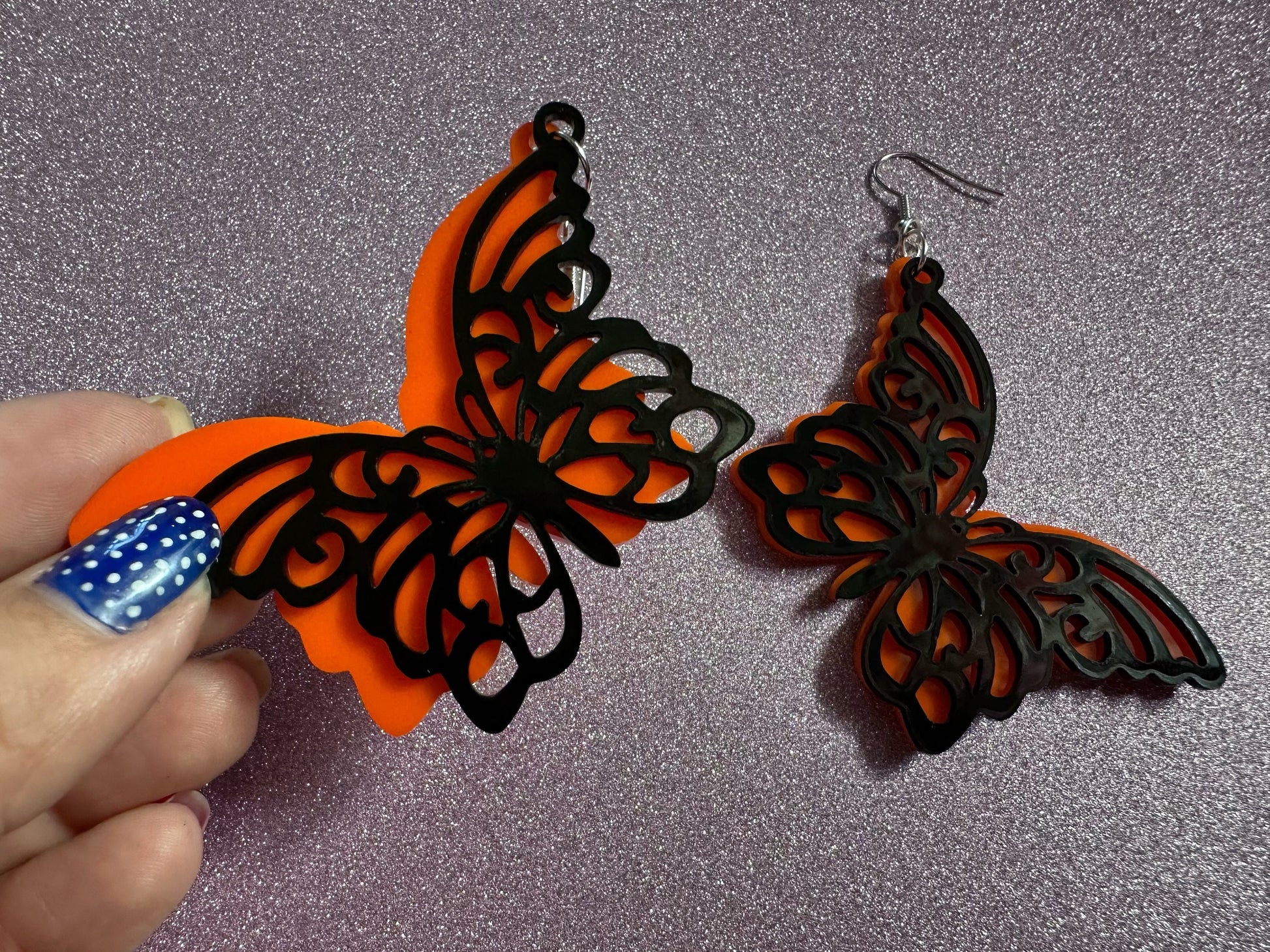 Butterfly Wing Earrings: Laser Cut Acrylic Butterflies, Summer, Monarch, Insects, Bugs, Orange Wings, Best Gifts for Her/Him/Them