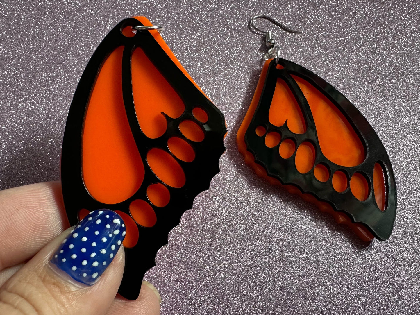 Butterfly Wing Earrings: Laser Cut Acrylic Butterflies, Summer, Monarch, Insects, Bugs, Orange Wings, Best Gifts for Her/Him/Them