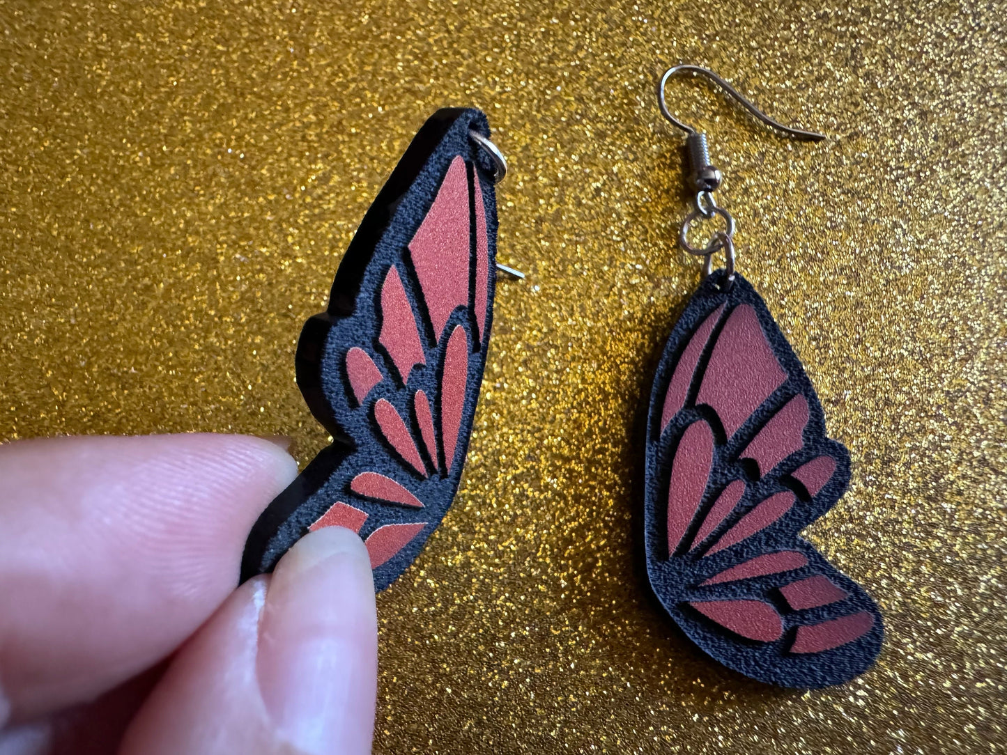 Butterfly Wing Earrings: Laser Cut Acrylic Butterflies, Summer, Monarch, Insects, Bugs, Orange Wings, Best Gifts for Her/Him/Them