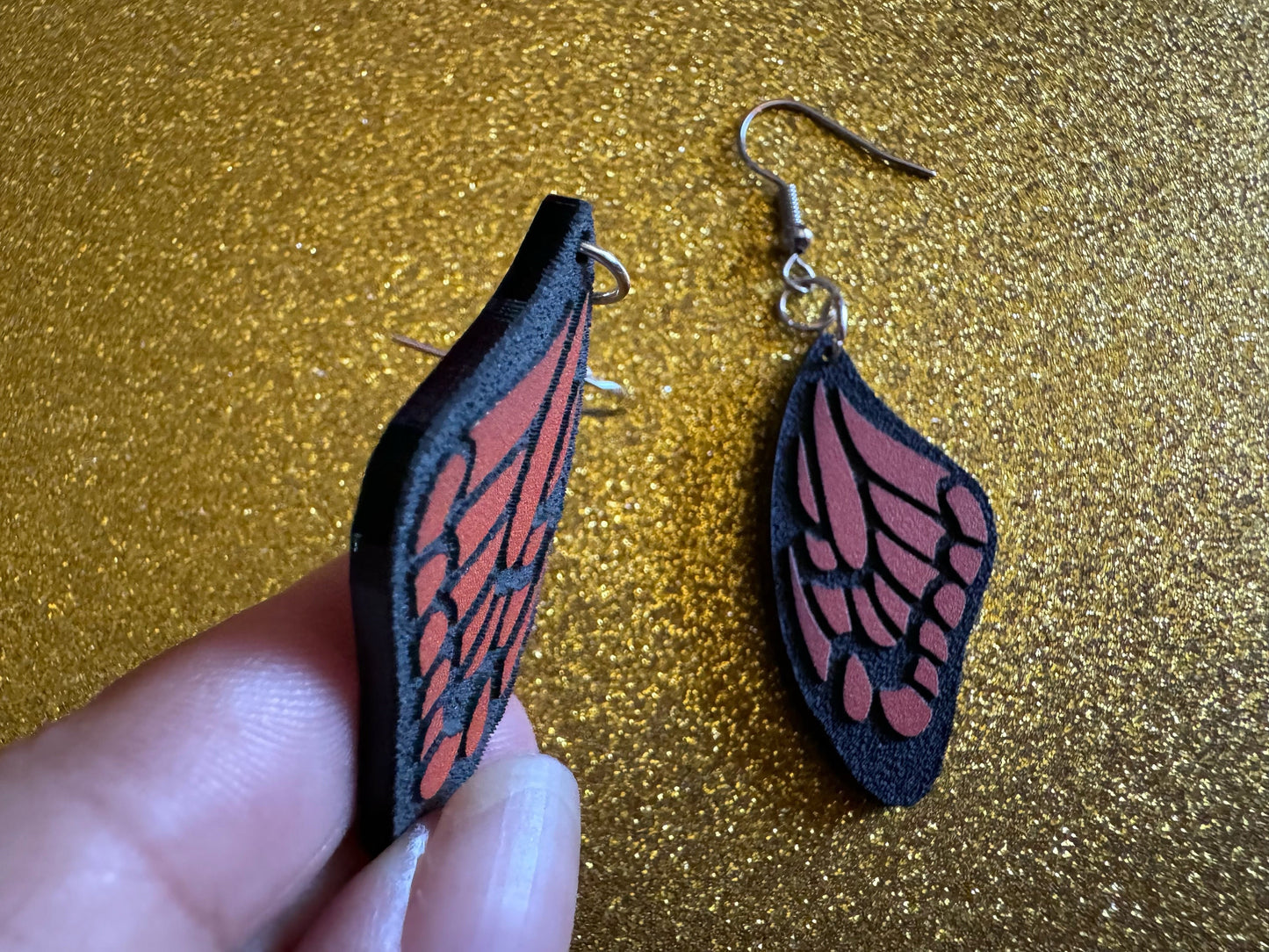 Butterfly Wing Earrings: Laser Cut Acrylic Butterflies, Summer, Monarch, Insects, Bugs, Orange Wings, Best Gifts for Her/Him/Them