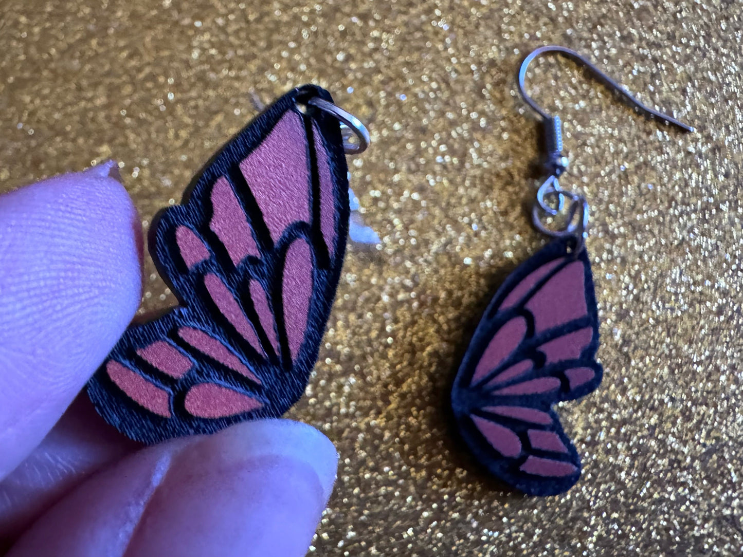 Butterfly Wing Earrings: Laser Cut Acrylic Butterflies, Summer, Monarch, Insects, Bugs, Orange Wings, Best Gifts for Her/Him/Them