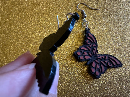 Butterfly Wing Earrings: Laser Cut Acrylic Butterflies, Summer, Monarch, Insects, Bugs, Orange Wings, Best Gifts for Her/Him/Them