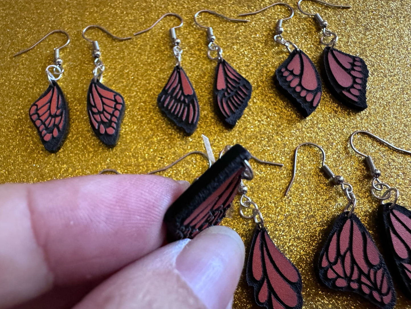 Butterfly Wing Earrings: Laser Cut Acrylic Butterflies, Summer, Monarch, Insects, Bugs, Orange Wings, Best Gifts for Her/Him/Them