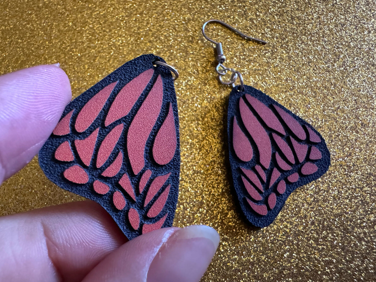 Butterfly Wing Earrings: Laser Cut Acrylic Butterflies, Summer, Monarch, Insects, Bugs, Orange Wings, Best Gifts for Her/Him/Them