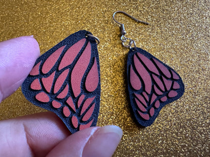 Butterfly Wing Earrings: Laser Cut Acrylic Butterflies, Summer, Monarch, Insects, Bugs, Orange Wings, Best Gifts for Her/Him/Them